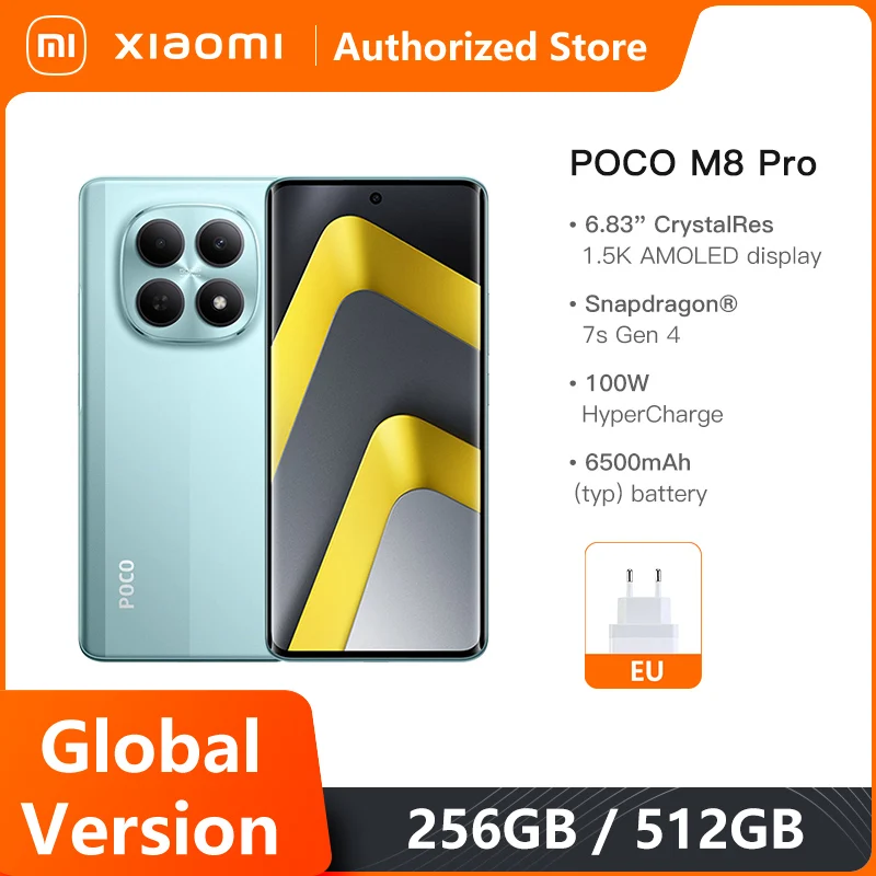 Mobile Phones POCO M8 Pro 5G Global Version Snapdragon 7s Gen 4 6.83' 1.5K 120Hz Display 6500mAh Battery 100W NFC