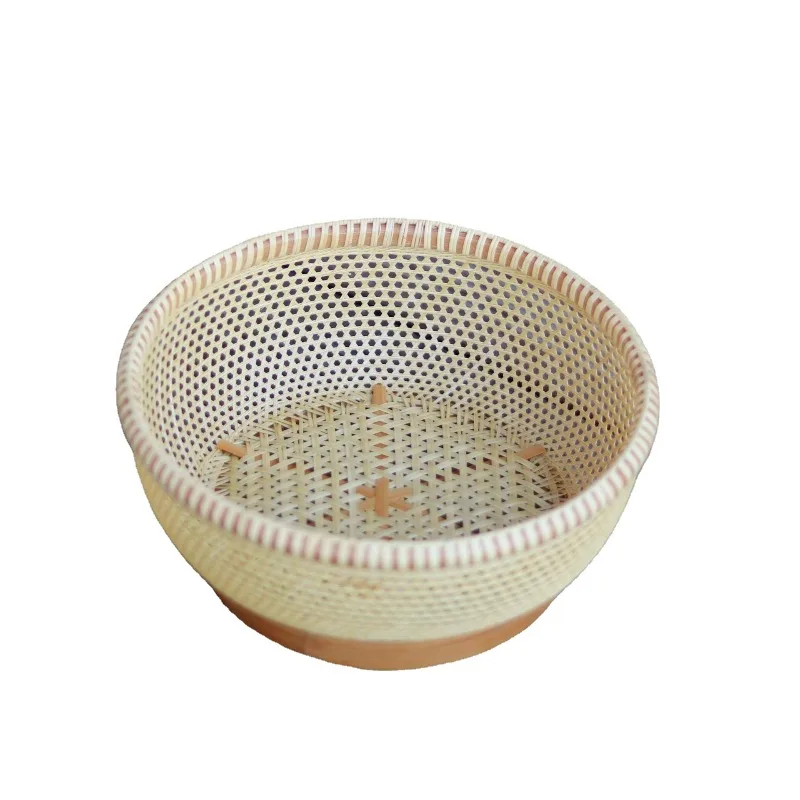 

handmade refined bamboo basket Bamboo tea set storage basket Tea room fruit snack basket Household bamboo products crafts