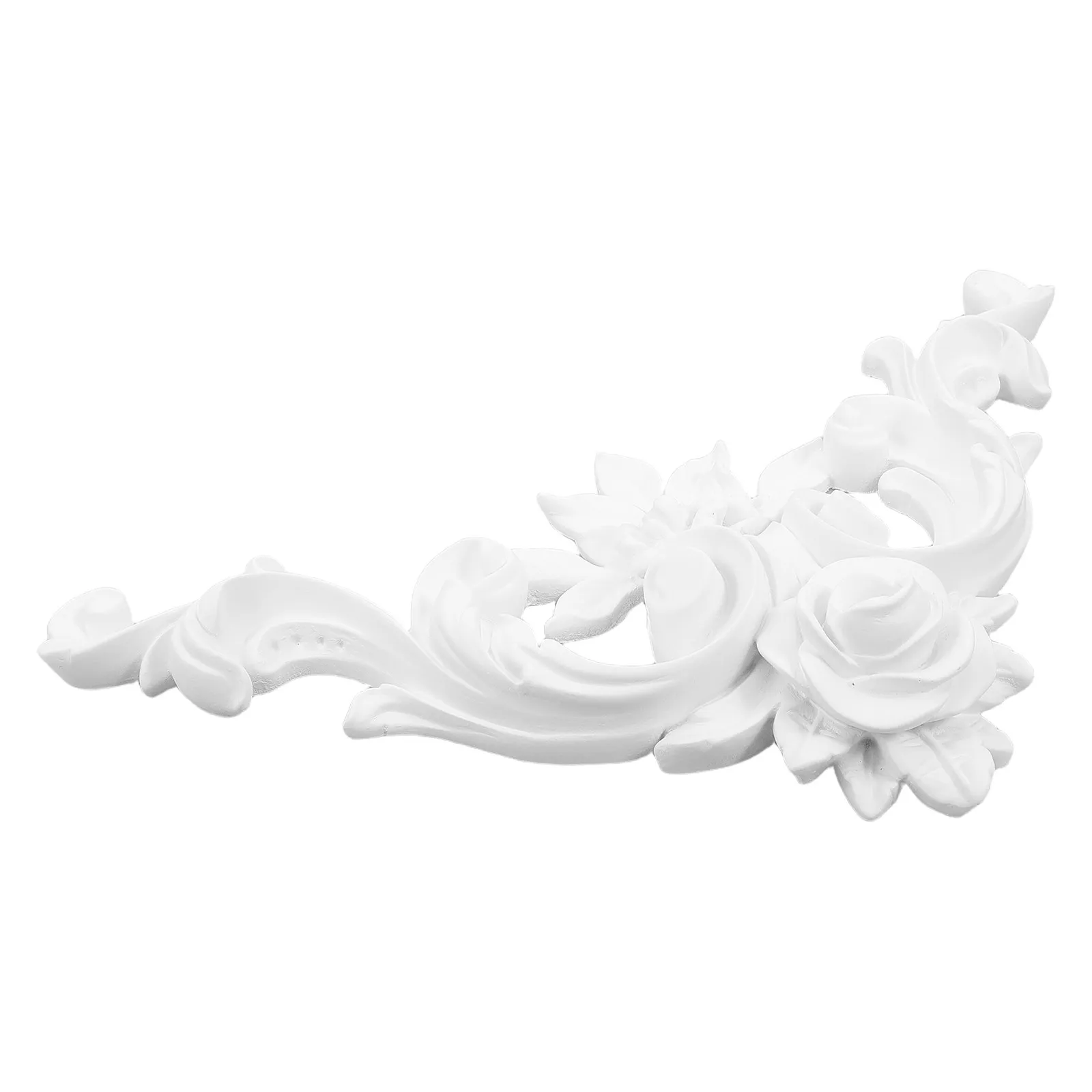 PU White Baroque Ceiling Molding Decorative Corner Onlay Appliques Detailed Floral Rosette Trim Elegant Ceiling Medallion Accent