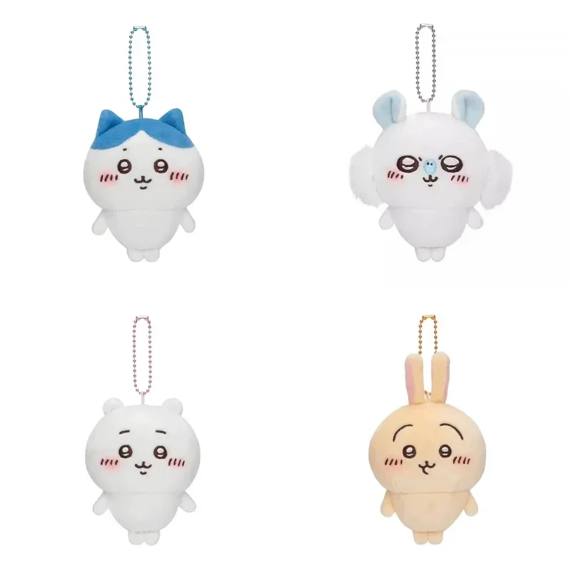 Sanrio Plush Toys Keychain Anime Figures Usagi Hachiware Chiikawa Key Chain Cute Momonga Plushie Keyring Bag Charm Accessories