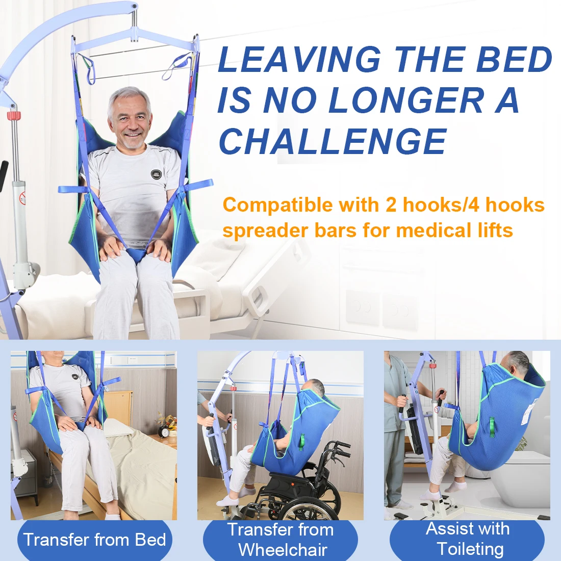 Ehucon Full Body Patient Lift Sling,Comfortable Padded Transfer Sling,Hoist Sling for Elderly Bedridden Patients Safe Moving