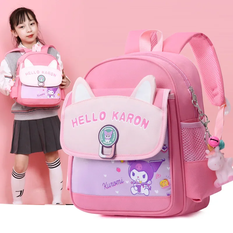 Sanrio Kuromi 2024 Nieuwe Leuke Cartoon Roze Kinderschooltas Grote Capaciteit Oxford Doek Lichtgewicht Casual Rugzak Meisjes