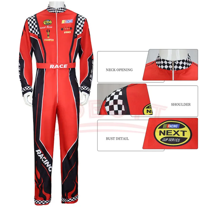 

Костюм для косплея на внедорожник, картинг, квадроцикл, пляжный транспорт, комбинезон для мальчиков и девочек, красный, цельный, для тренировок и гонок