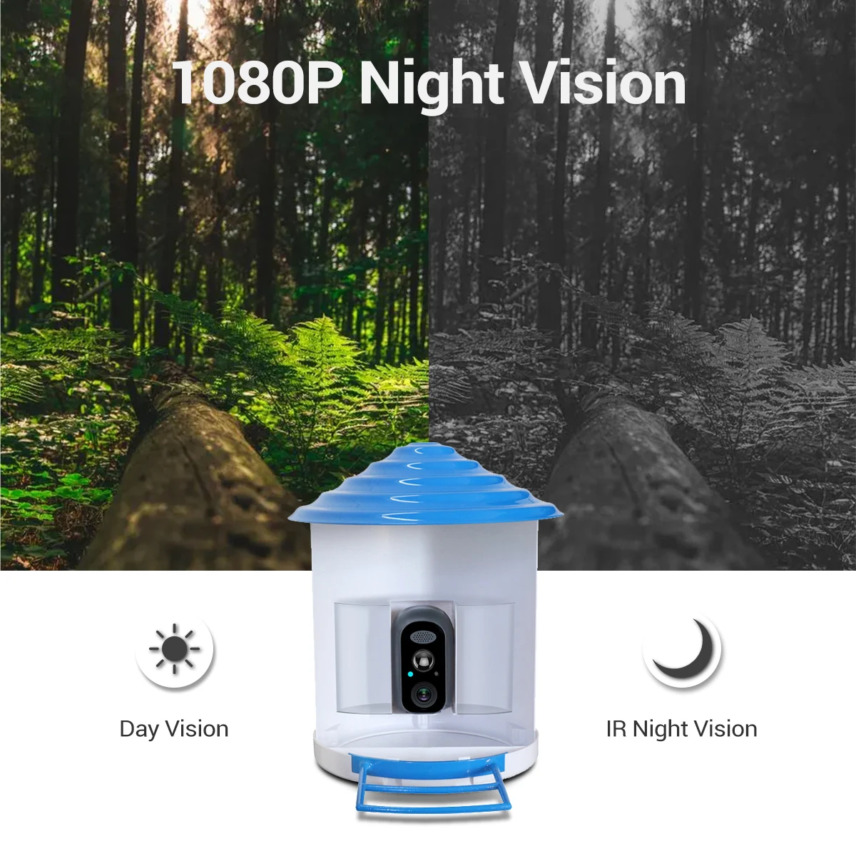 ESCAM PT398 2MP 1080P iCam365 APP AI Bird Feeder Solar Power IP Camera Watch Bird Wireless CCTV Monitor