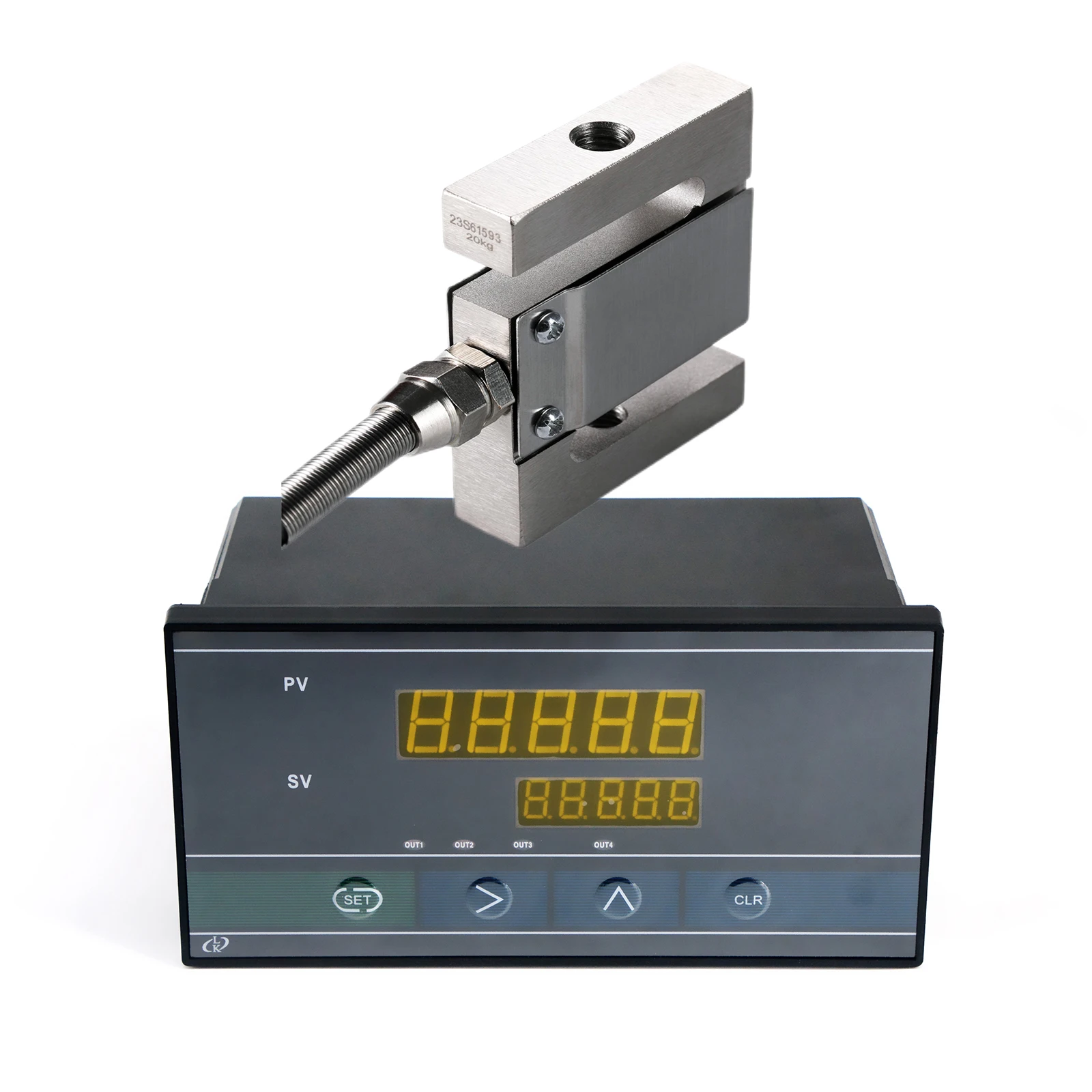 

Load Cell Sensor + Indicator Display,High Precision S Type Test Tension Compression Force Weight Pressure Maximum Range 5 tons