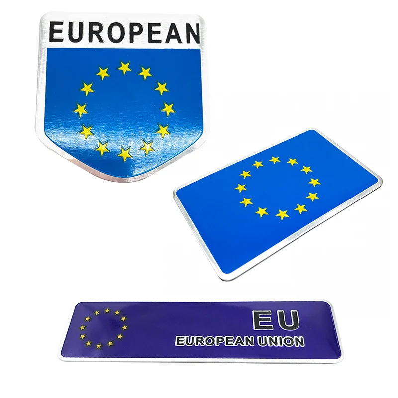 European Union EU 3D Aluminum Flag Badge Emblem Motorcycle Deutsch Decal Car Sticker For Yamaha Piaggio Vespa Ford Toyota Benz