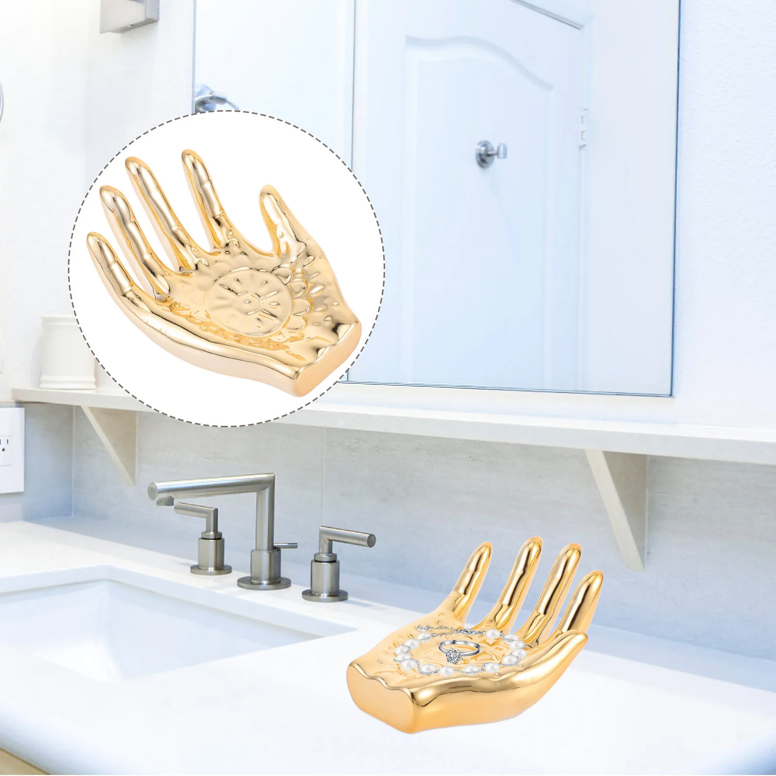 

Ceramic Hand Jewelry Holder Ring Display Stand Decorative Bracelet Organizer Elegant Jewelry Display Holder Tabletop