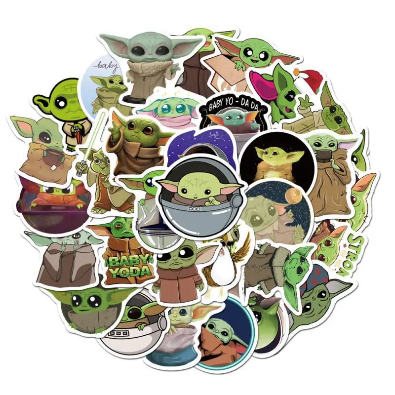 50pcs Star Wars Cute Yoda Baby Stickers Cartoon Anime Decals Kids Toy Laptop Guitar Motorcycle Car Phone Sticker Gifts