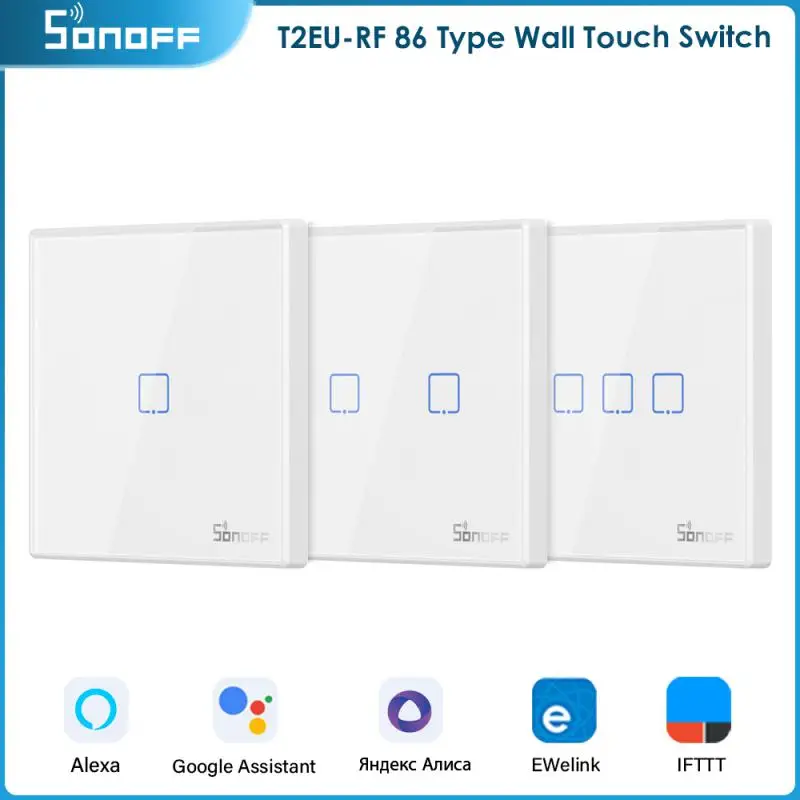 

SONOFF T0US TX Wifi Smart Wall Light Switch Timer 1/2/3 Gang Voice/APP/Touch Control Works With Alexa Google Home IFTTT