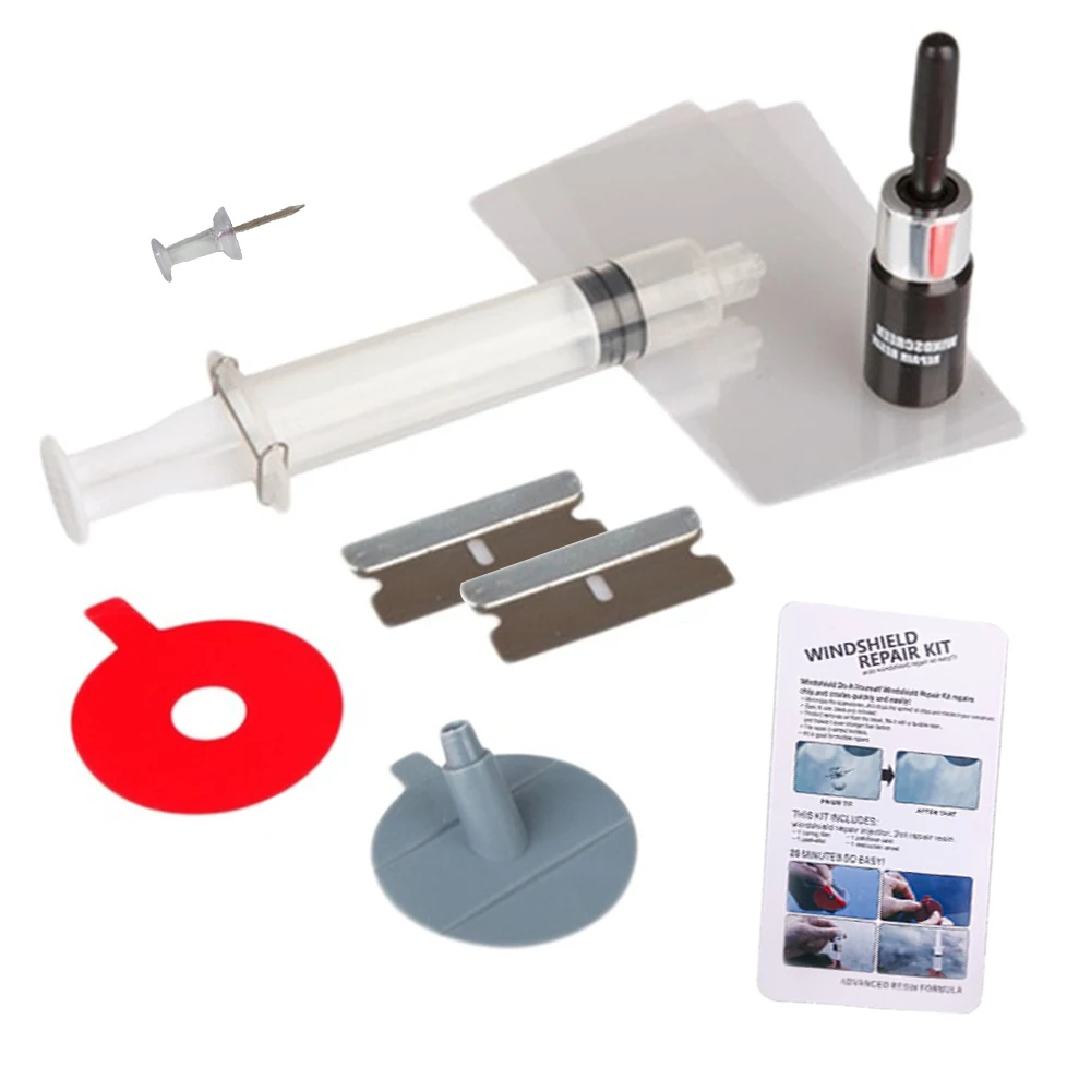 Kit de réparation de pare-brise de voiture en résine, outils, restauration des rayures, autocollants de protection, nettoyeur de verre, soins, lavage sans Trace