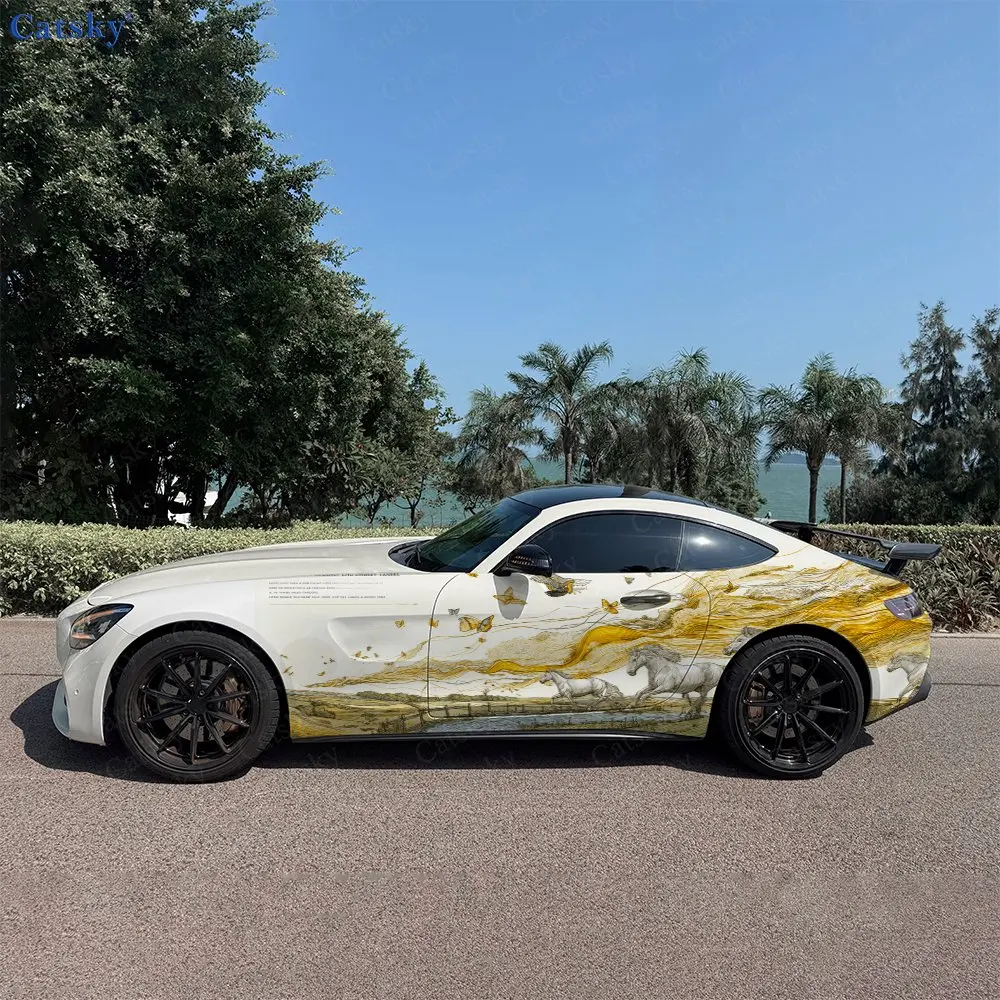 

2pcs.Guitar Magic Car Side Wraps, Self-Adhesive PVC Waterproof & Scratch-Resistant Stickers, Car Accessory Gift