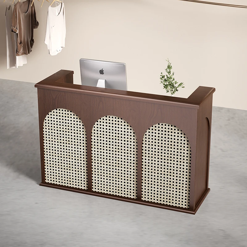 

Wood Coffee Reception Desks L Shaped Counter Service Modern Design Reception Desks Store Checkout Schreibtisch Office Furniture