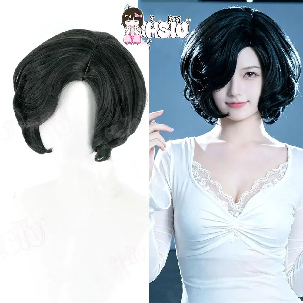 Sua Cosplay Wig HSIU 30Cm Black-green Short Hair Heat Resistant Wig+Wig Cap Anime Alien Stage Cosplay Wig
