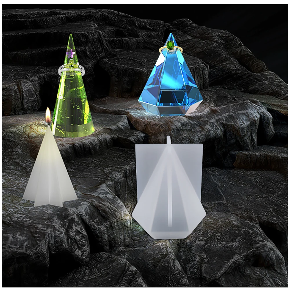 Pyramid Geometric Ring Cone Silicone Mold Triangle Crystal DIY Ring Jewelry Display Stand Jewelry Crafts Making Resin Epoxy Mold