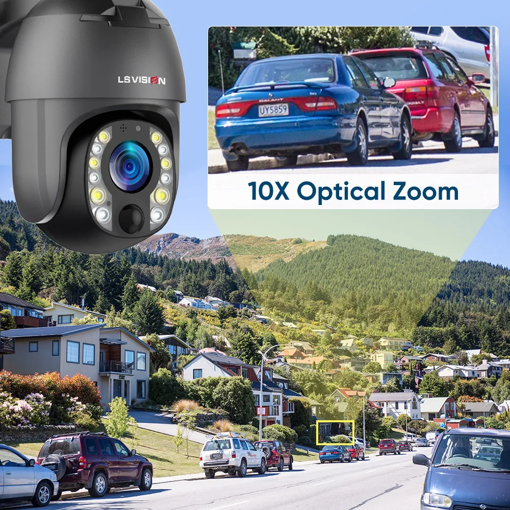 LS VISION 4G Security Cameras Wireless Outdoor 5MP Wi-Fi Security Camera with 10X Optical Zoom Auto Tracking Night Vision Cam