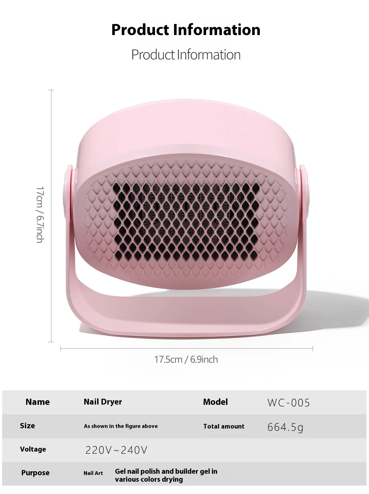 180 °   Essiccatore per unghie rotante per mani e piedi, essiccatore per smalto gel ad aria calda e fredda, macchina per asciugare rapidamente, strumento per nail art