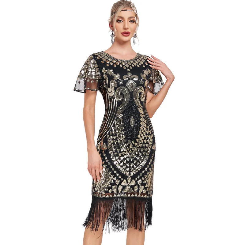 Retro Heavy Industry เล็บลูกปัดเลื่อมพู่ชุดยอดนิยมยุโรปและอเมริกาปาร์ตี้เต้นรําชุด High-end บรรยากาศงานแต่งงาน