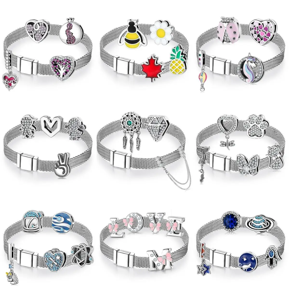 100% High quality 925 Sterling Silver Beautiful clips Beads Fit Original Reflections Charm Bracelet women Jewelry making