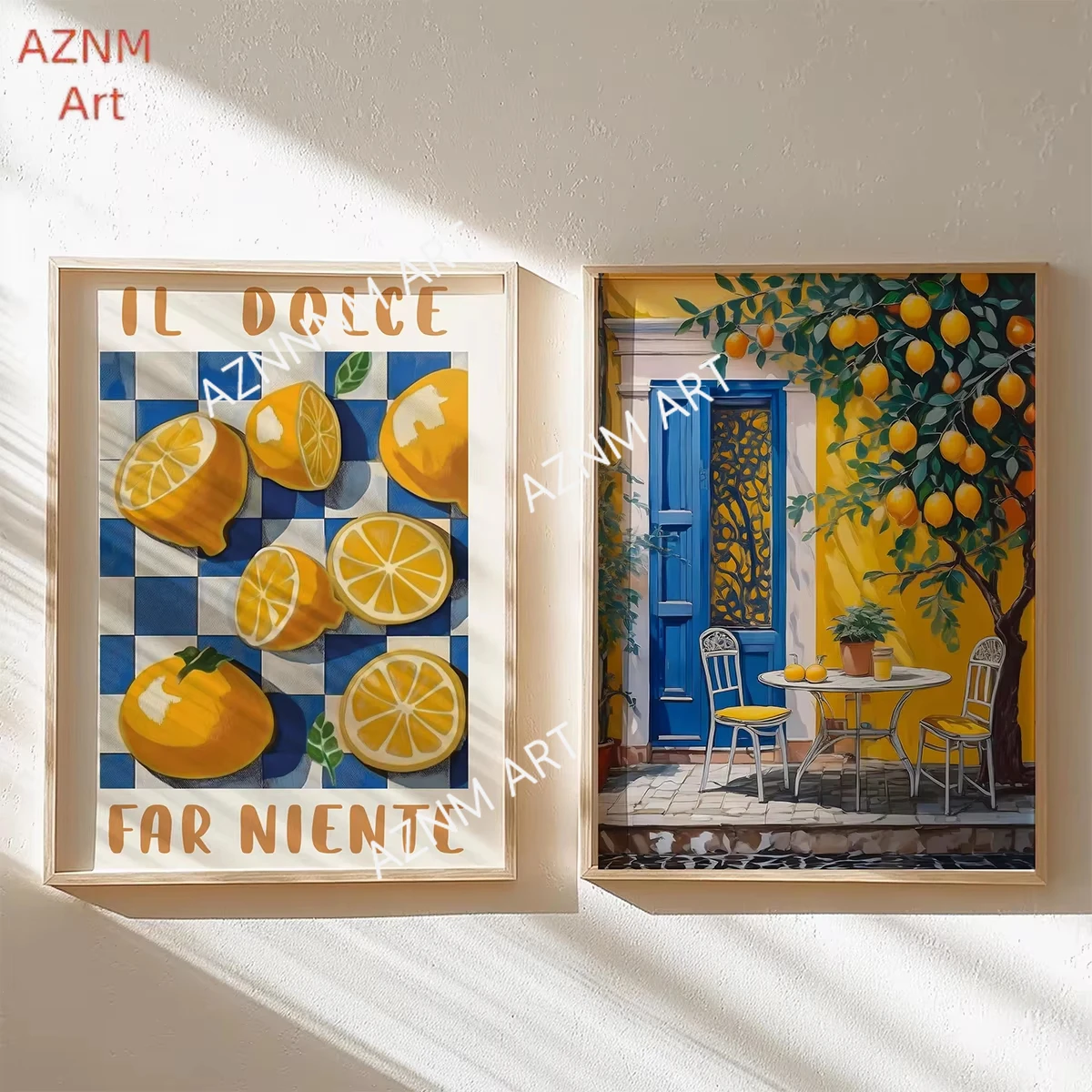 1/2Pcs  Italian Landscapes Lemon Tree Prints Poster Modern Cottagecore Canvas Painting for Spring Wall Art Home Decor-unframed