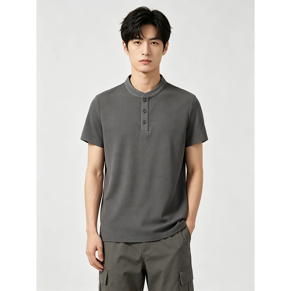 POLO shirt summer men's 10A antibacterial moisture wicking monk collar cotton pearl pine plus size T-shirt top