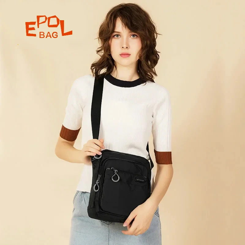 Epol Women's Shoulder Bags Casual Fashion Large Canvas Crossbody Bags 2026 Trend Black Sports Waterproof Messenger Bag 2802-04