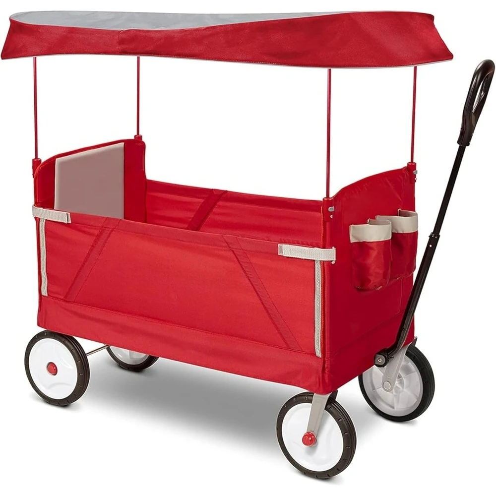 Spielzeug und Spiele, faltbarer Wagen für Kinder, Rollwagen, Kinderwagen, Strandwagen, 3-in-1 EZ Fold Kinderwagen mit Baldachin