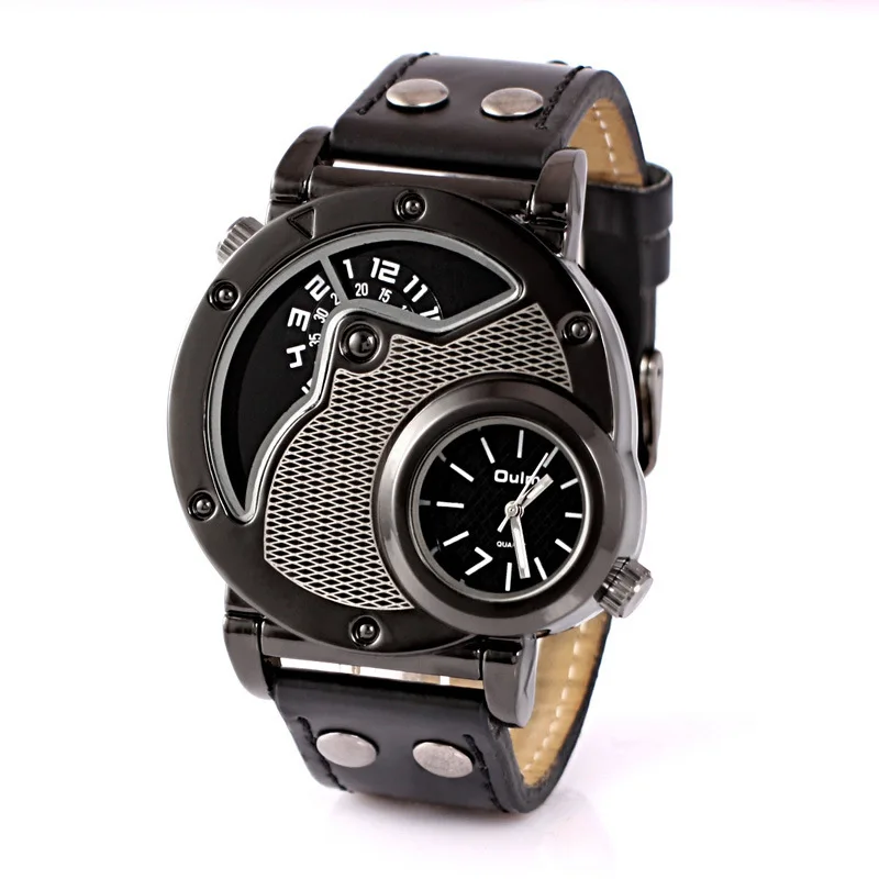 Official brand free shippingFashion Trendy Men\'s /Personality Sport Watch in Two Places9591