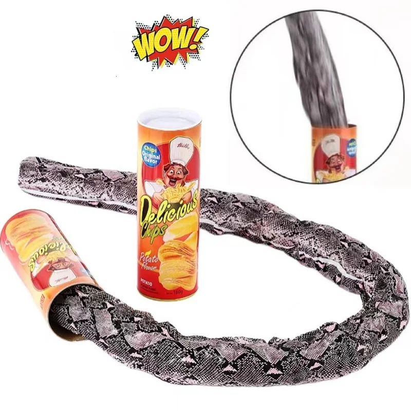 Prank Potato Chip Can Snake Pranks Jump Scary Shock Snake Trick Fun Surprise Joke Prank Trick Toy for Kids Christmas Funny Gift