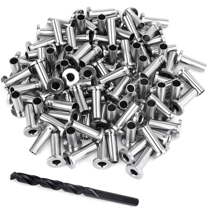 

100 Pack Stainless Steel Protector Sleeves For 1/8 Inch 5/32 Inch Or 3/16 Inch Cable Railing, T316 Marine Grade Cable Railing Ki