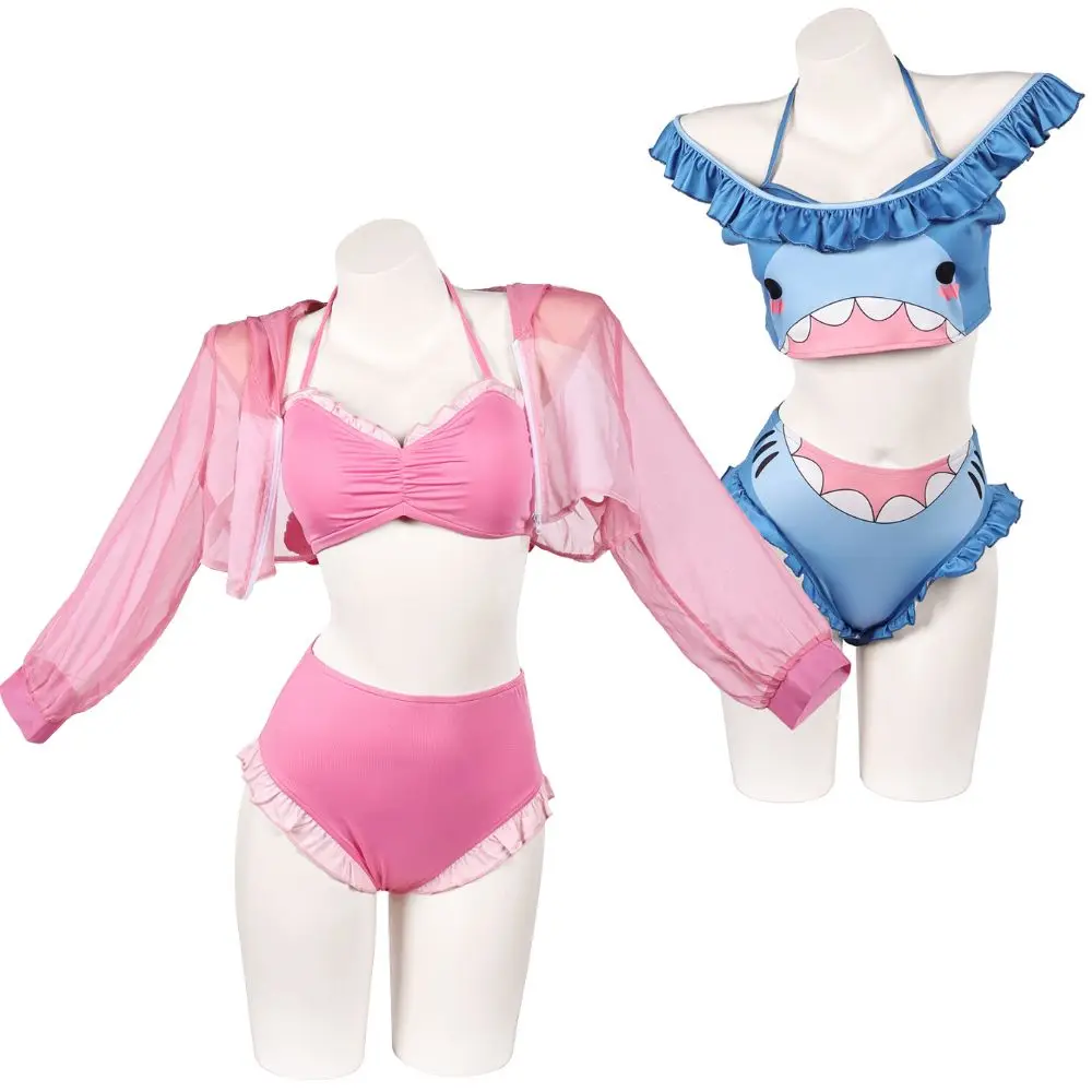 

Cute Salamander Shark Cosplay Swimsuit Cartoon Animals Women Bikinis Set Swimwear Roleplay Outfits Halloween Carnival Suit