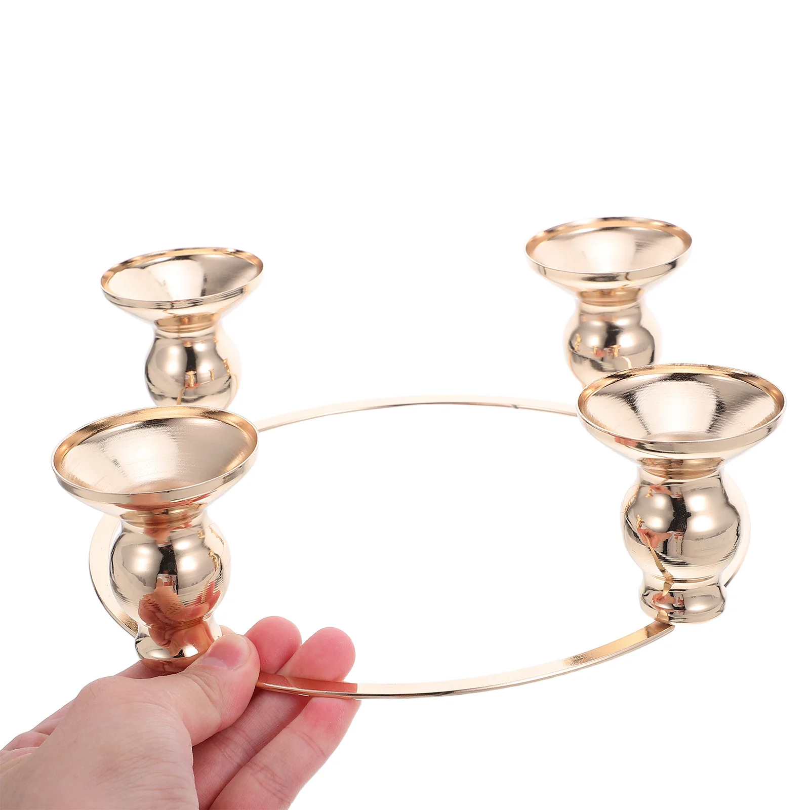 

4-Cup Iron Advent Holder Ring Premium Metal Craftsmanship for Taper Pillar Candles Dining Table Holiday Decor