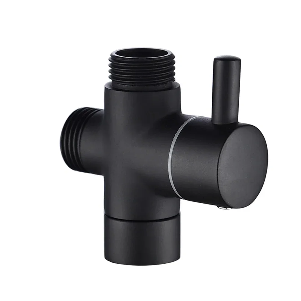 1pcs Brass G1/2in 3 Way Brass Diverter Valve T-Adapter Converter Black For Shower Head  Valve Parts Plumbing