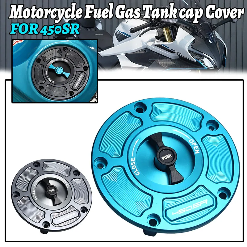 CNC Fuel Gas Tank Cap Cover Aluminum Keyless Motorcycle Accessories For CF MOTO 450SR 450 SR 450SS 2022 2023 2024 2025