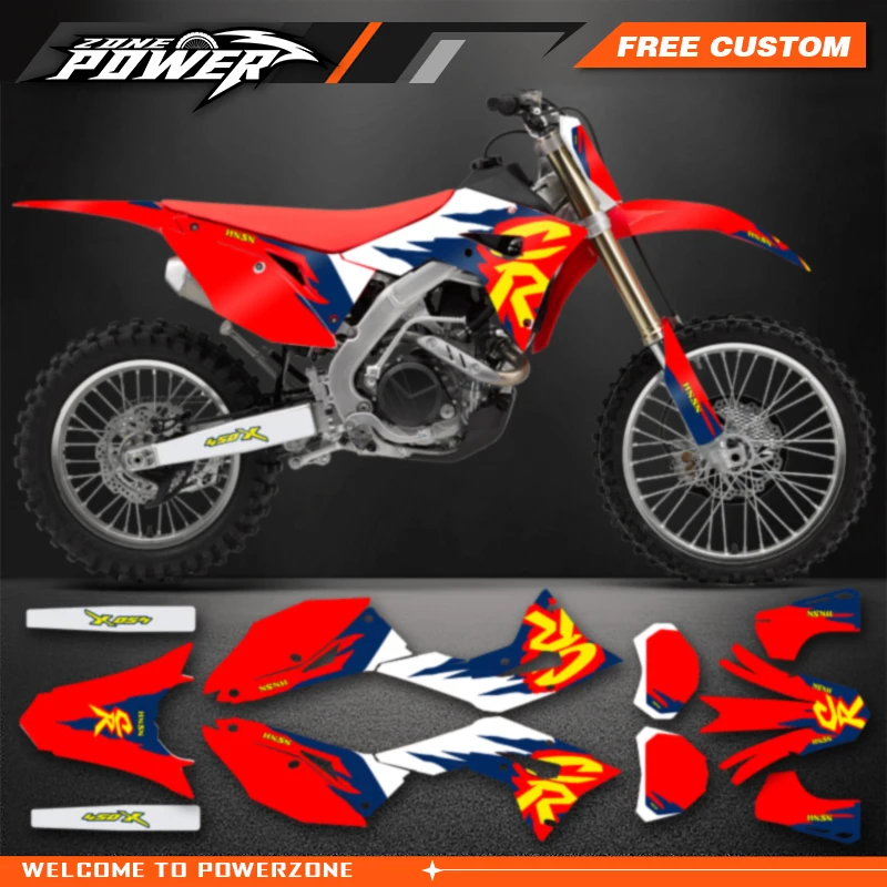 Powerzone Motorcycle Graphic Decal Stickers Kits For Honda CRF250RX 2018-2021 CRF450RX 2017-2020 Number Name Customize 013