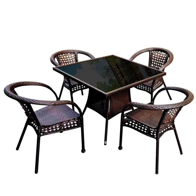 Outdoor rattan tables and chairs living room dining room small tea table combination courtyard table and chairs