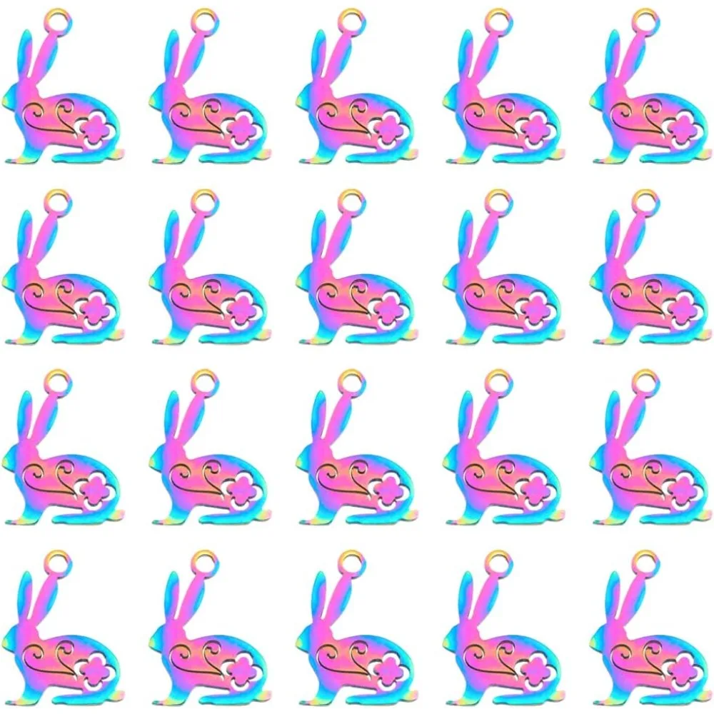 

Rabbit Charms Bulk Stainless Steel Bunny Charms Animal Easter Bunny Pendants for Easter Necklace Brecelet Earring Jewelry Making