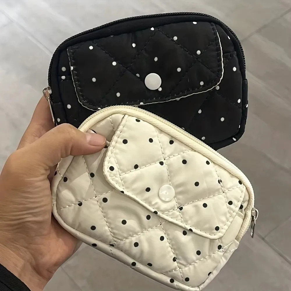 New Polka Dot Coin Purse Multipurpose Compact Key Bag Small Card Holder Jewelry Storage