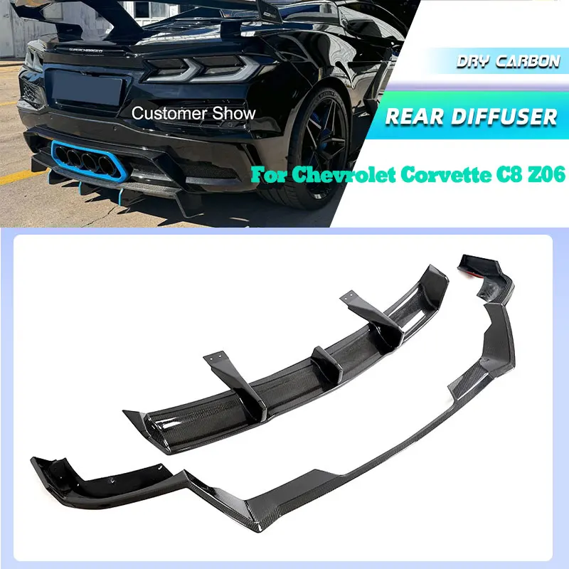 

Carbon Fiber Car Rear Bumper Diffuser Lip Spoiler for Chevrolet Corvette C8 Z06 2022-2024 Add On Rear Apron Lip Guard Body Kits