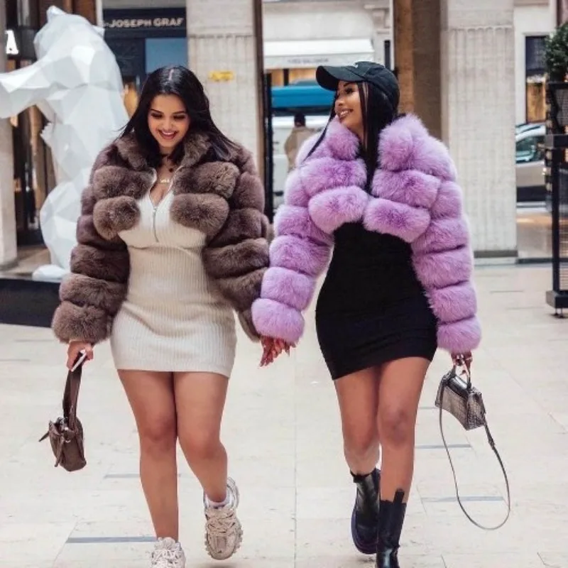 2025 European and American imitation fashionable versatile fur women's stand-up collar long sleeve spot wholesale sexy babes