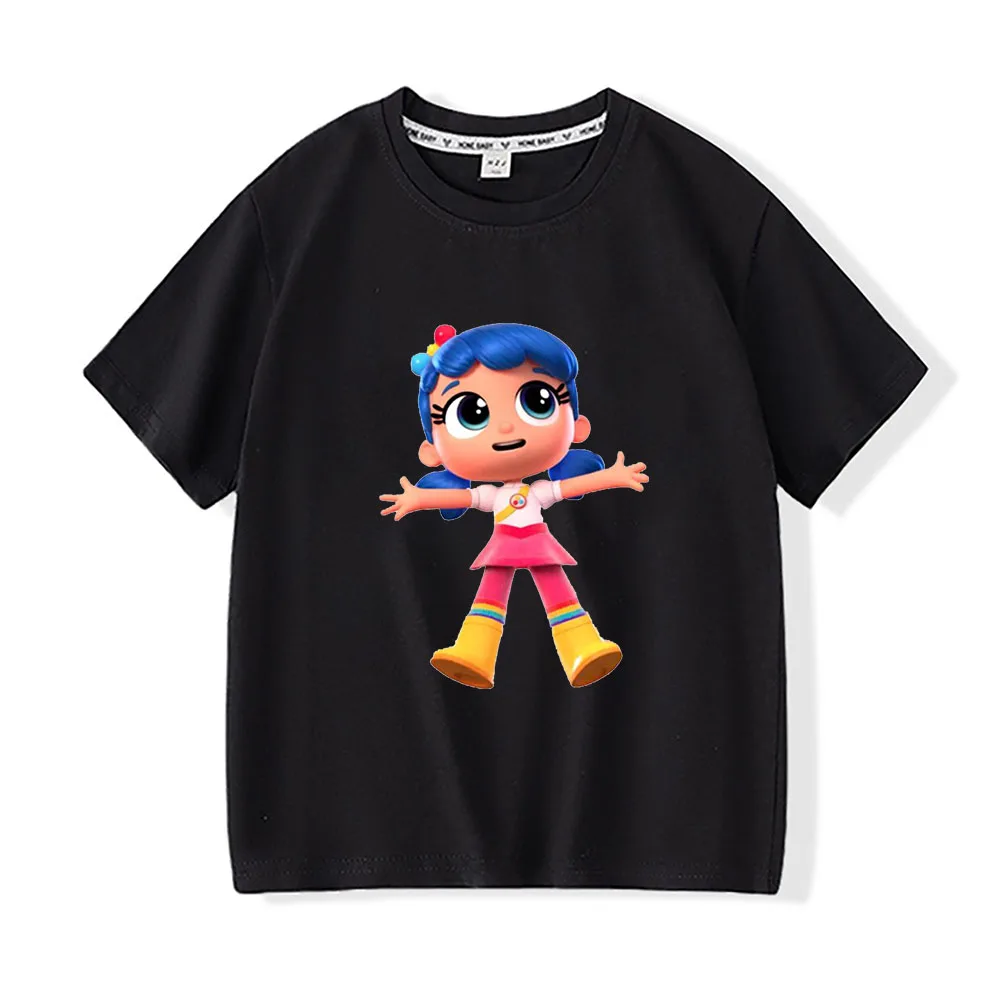 True and The Rainbow Kingdom Kids Tees Cartoon Print Cotton Girls Short Sleeve Casual Boys Cute T Shirt Children Summer Clothes