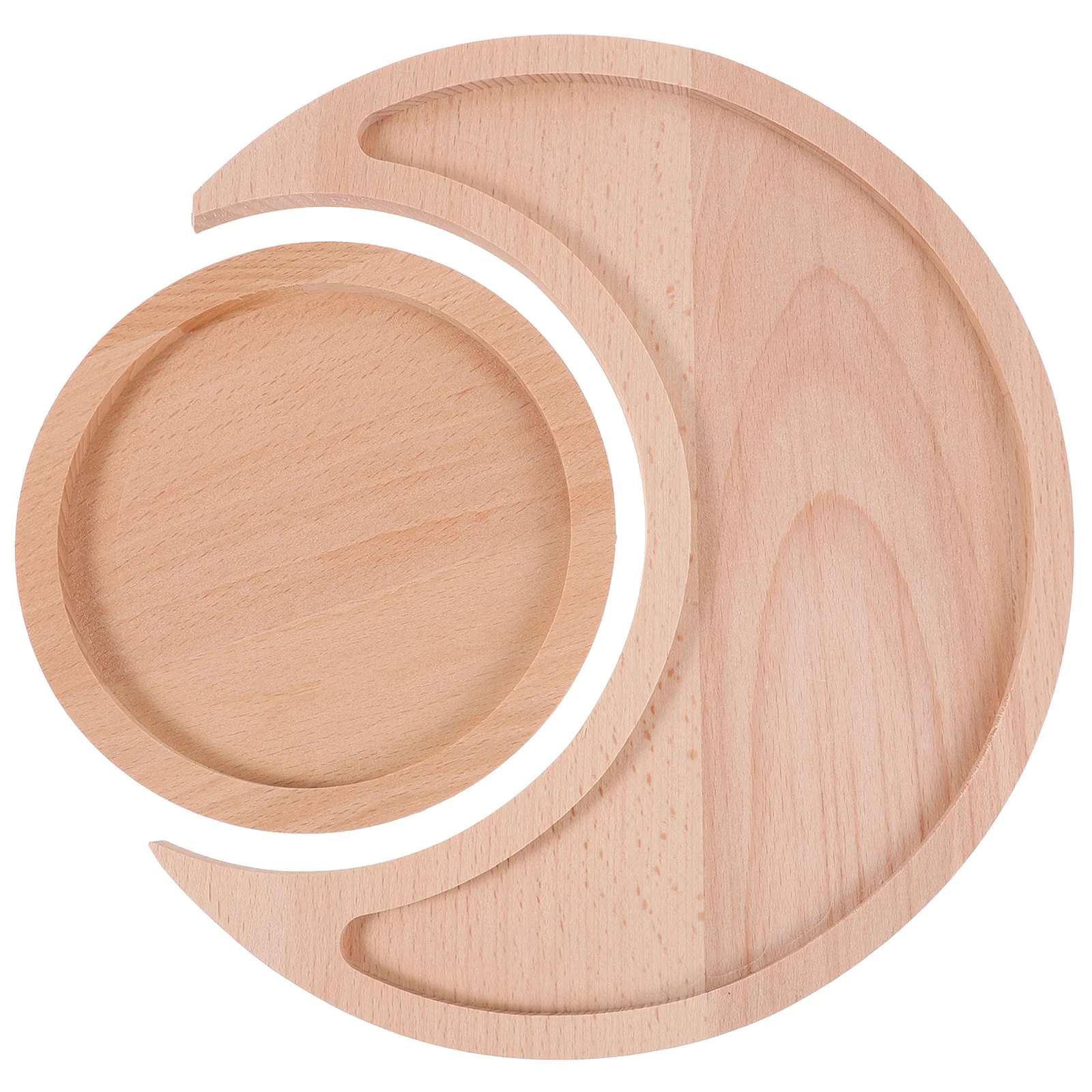 

1Set Essential Oil Storage Tray Wooden Jewelry Plate Moon and Round Shape Exquisite Desktop Organizer for Cosmetics Keys Jewelry