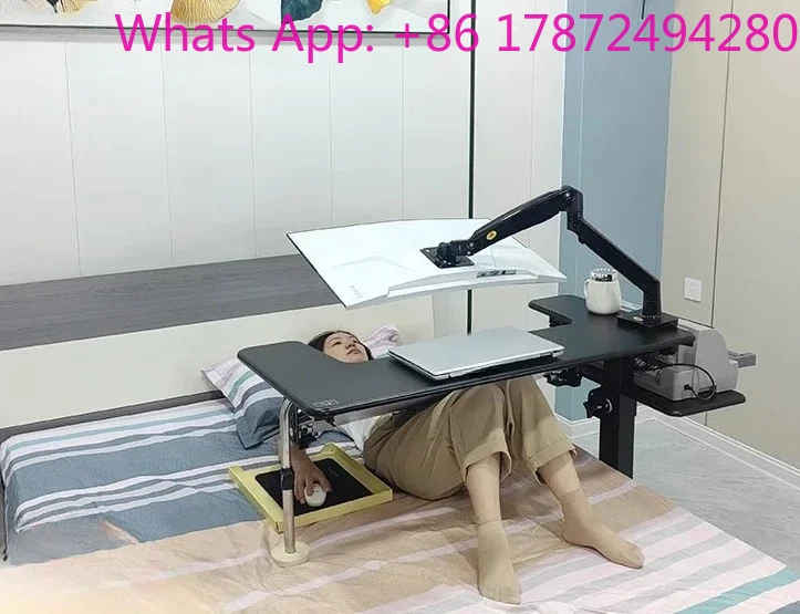 Bed laptop desktop computer desk bedside table lifting lazy table cockpit suspension bracket