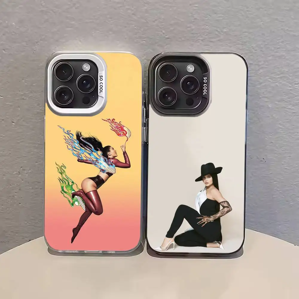 

Model K-Kylie J-Jenner Phone Case For iPhone 17,16,15,14,13,12,11,Pro Max,Plus black Candy Silver Cover