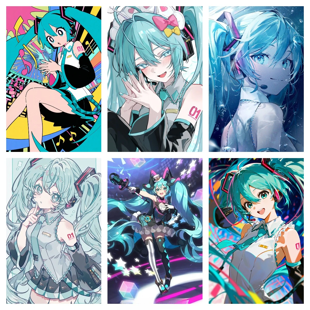 DIY Teal Twin Tails Hatsune Miku Portrait Diamond Anime Music Character Mosaic Handmade Art Creative Gift Home Decoration