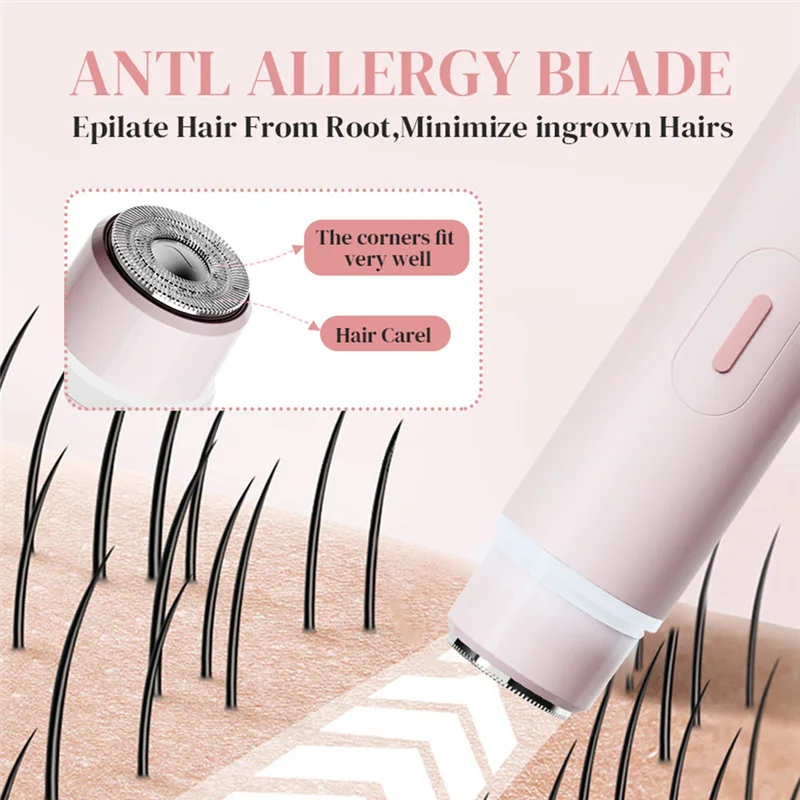 ABUU-Painless, wasserdichter elektrischer Bikini-Rasierer für Damen, doppelköpfiger Ganzkörper-Genitalrasierer, elektrischer Trimmer