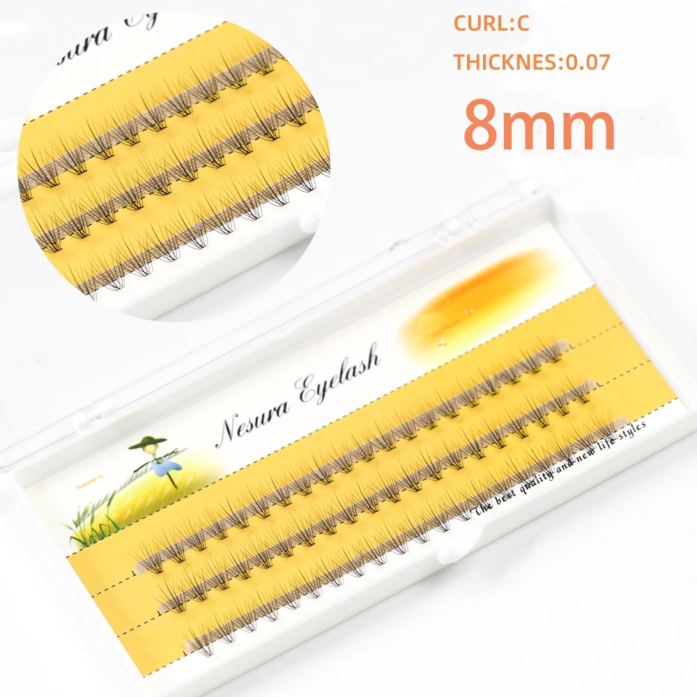 3D Self Grafting Fake Female Eyelashes 8-15mm Mixed Length 1 Box of 60 Custers Natural Simulation Long Eyelashes