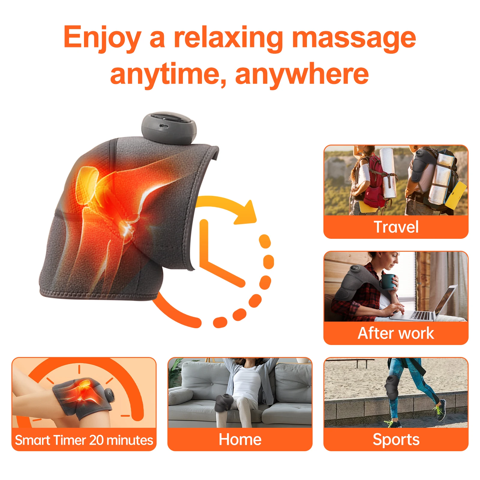 2 Stück kabelloses Knie-Massagegerät mit Wärme und Vibration für Knie-Schulter-Ellenbogen, beheizte Kniebandage für Arthritis mit Massage, Geschenke