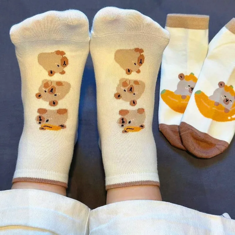 5 Pairs Cute Cartoon Women'S Socks Summer Thin Low Cut Style Socks Machine Washable Fashionable versatile short socks