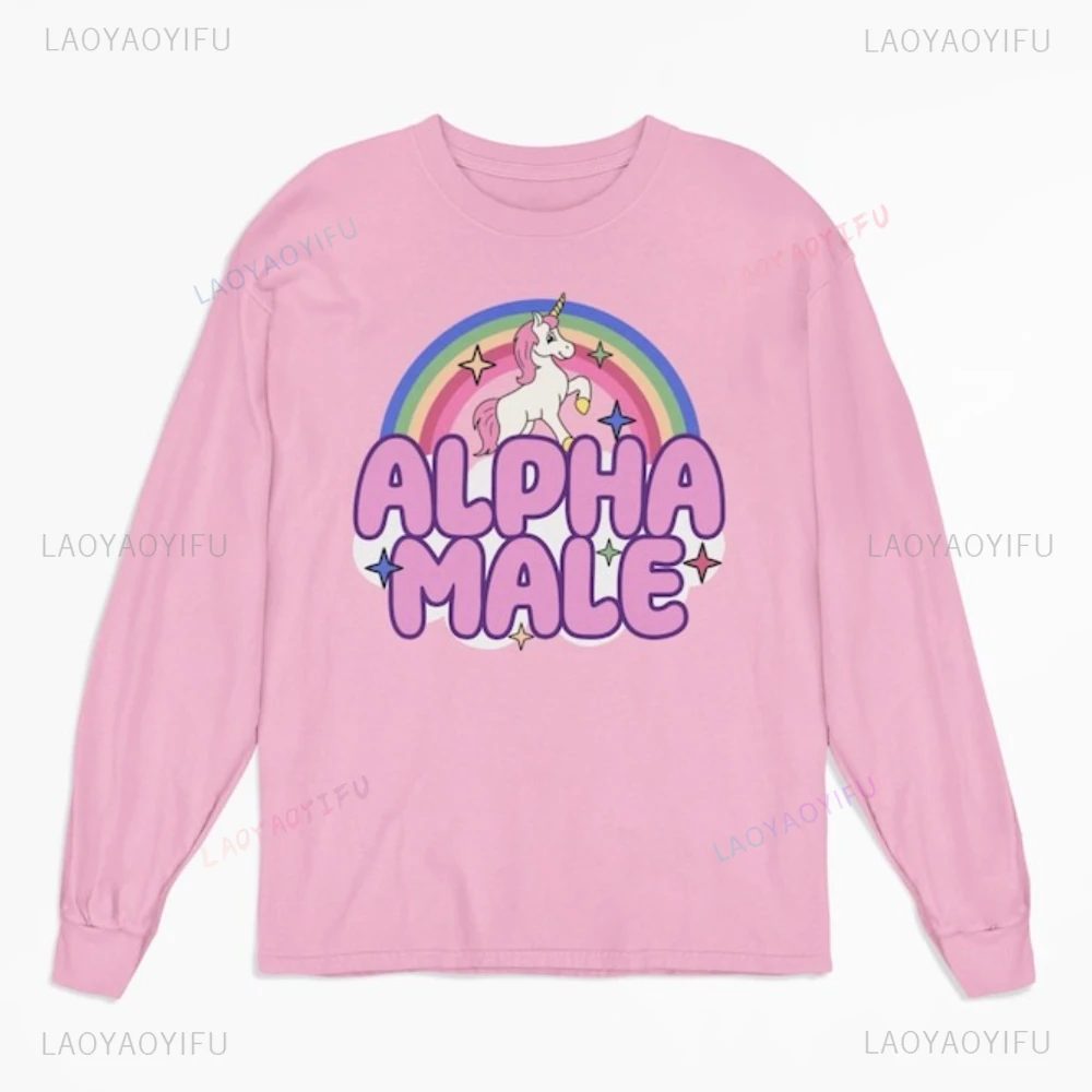 

Ironic Alpha Мужской Радужный пуловер с единорогом Женский и мужской модный осенне-зимний зимний теплый толстовка с заниженными плечами и длинными рукавами с принтом