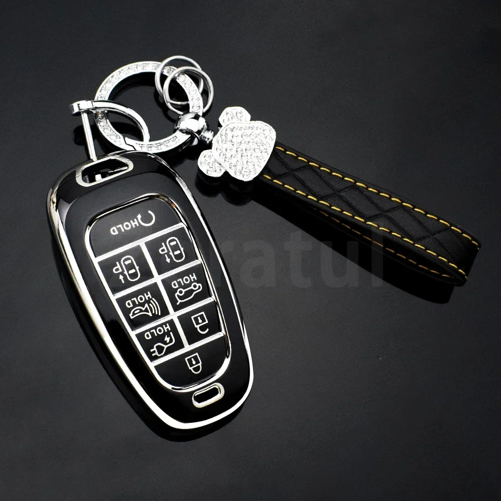 8 أزرار بولي TPU السيارات شل فوب حامل حافظة مفاتيح السيارة غطاء لشركة هيونداي توكسون سولاريس سوناتا الهجين NEXO NX4 سانتافي dn8 اكسسوارات